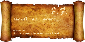 Harkányi Ferenc névjegykártya